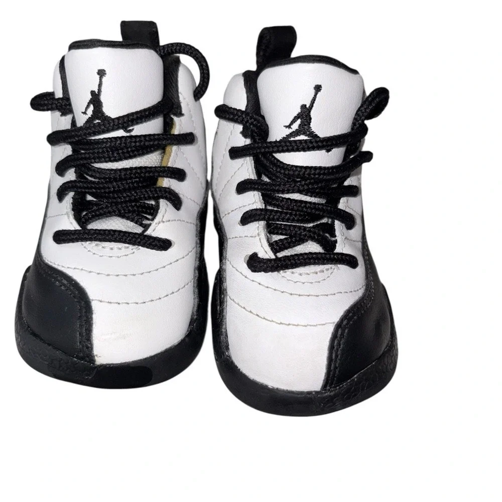 Air Jordan 12 Retro White Black Floral Toddler Crib Shoes size 5c‎